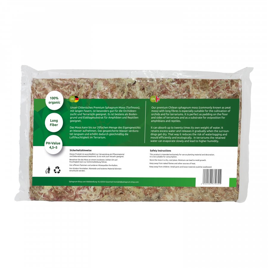 Dried Sphagnum moss brick from Chile 200g